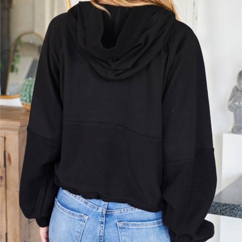 Button Detailed Pullover Hoodie Top - Picture 7 of 8